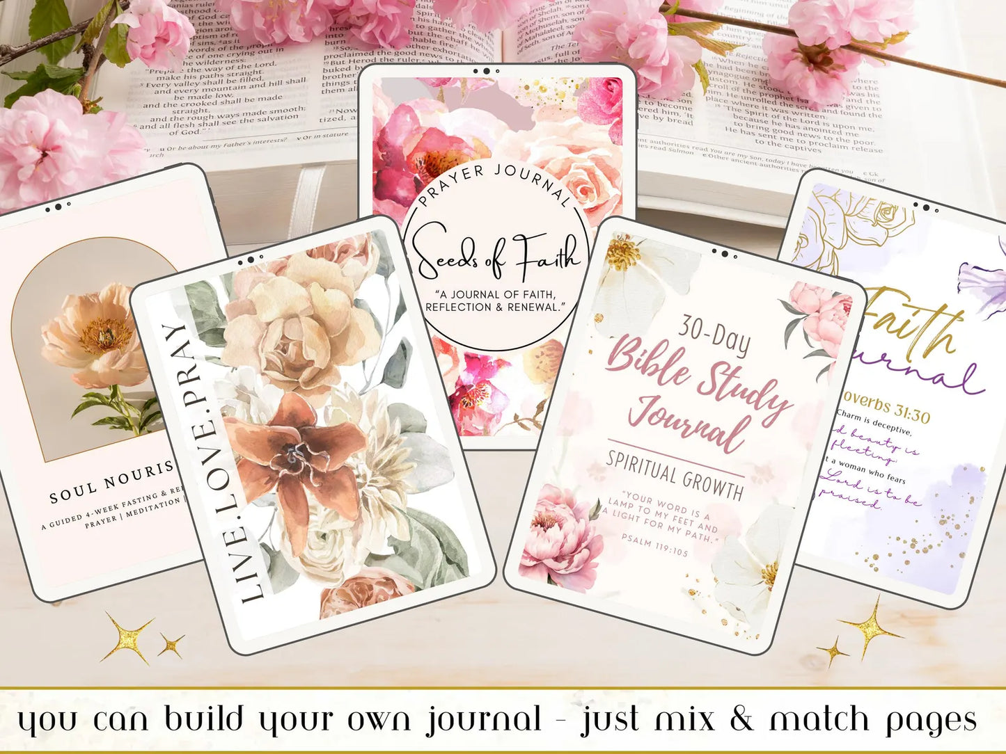 📖 5 Beautiful Prayer Journals - Digital Download Bundle