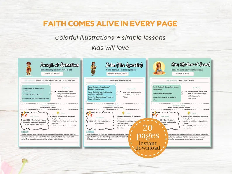 New Testament Heroes: Complete Character Study Guide for Kids (20 Faith-Filled Lessons)