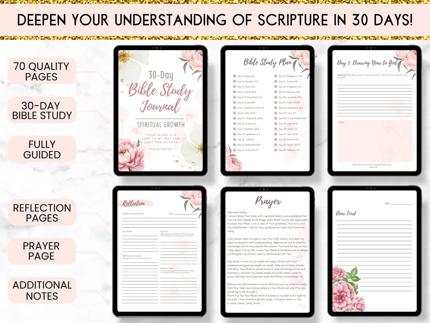 📖 5 Beautiful Prayer Journals - Digital Download Bundle