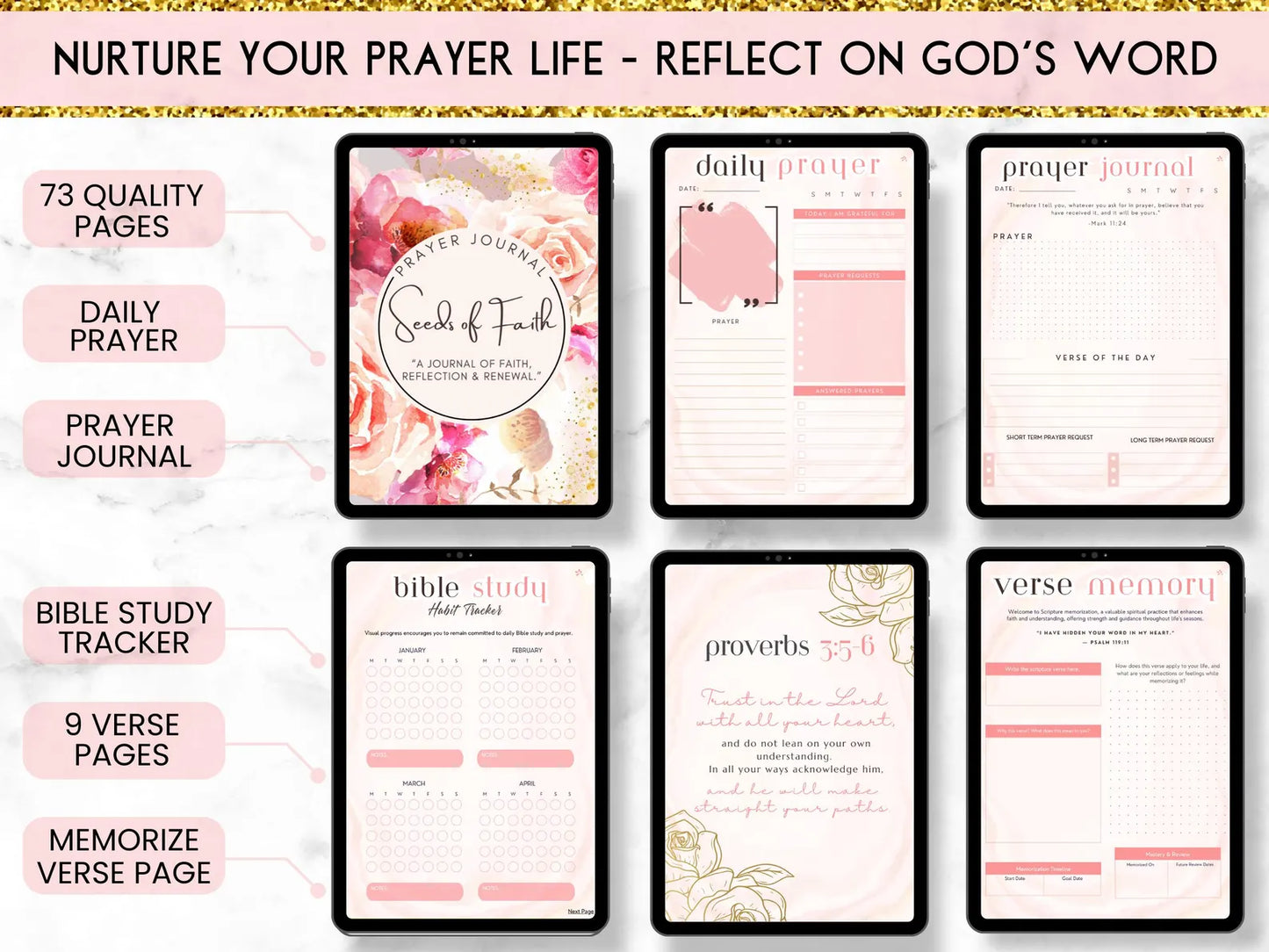 📖 5 Beautiful Prayer Journals - Digital Download Bundle