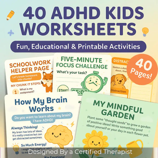 40 ADHD Activity Worksheets: Homework Helpers, Focus Challenges & Mindfulness Tools