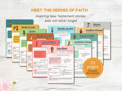 New Testament Heroes: Complete Character Study Guide for Kids (20 Faith-Filled Lessons)