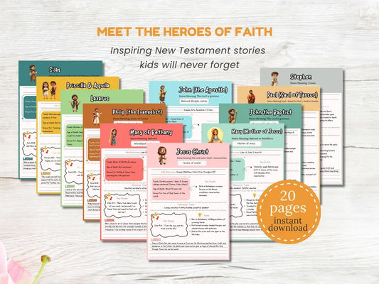 New Testament Heroes: Complete Character Study Guide for Kids (20 Faith-Filled Lessons)