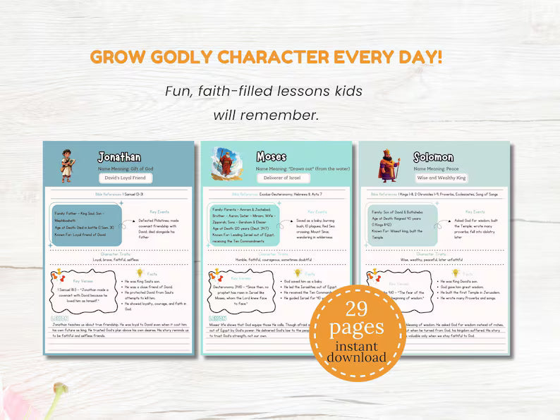 Old Testament Heroes: Complete Character Study Guide for Kids (Faith, Courage & Obedience Lessons)