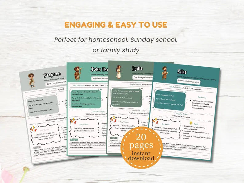 New Testament Heroes: Complete Character Study Guide for Kids (20 Faith-Filled Lessons)